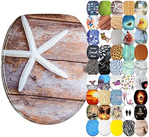 Soft Close Toilet Seat | Stable Hinges | Easy to Mount | Many Different Designs (Lumber)