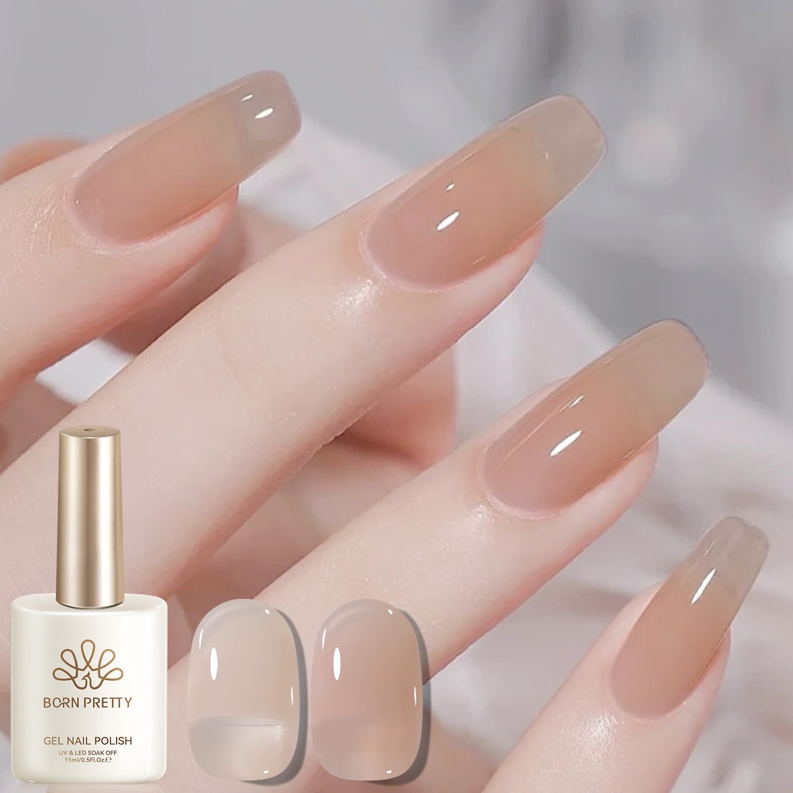 Born Pretty UV Nagellack Jelly Nude Gel Nagellack Transparente Neutraler Hautton Natürlich UV LED Soak Off Manicure Gel Lacquer Varnish