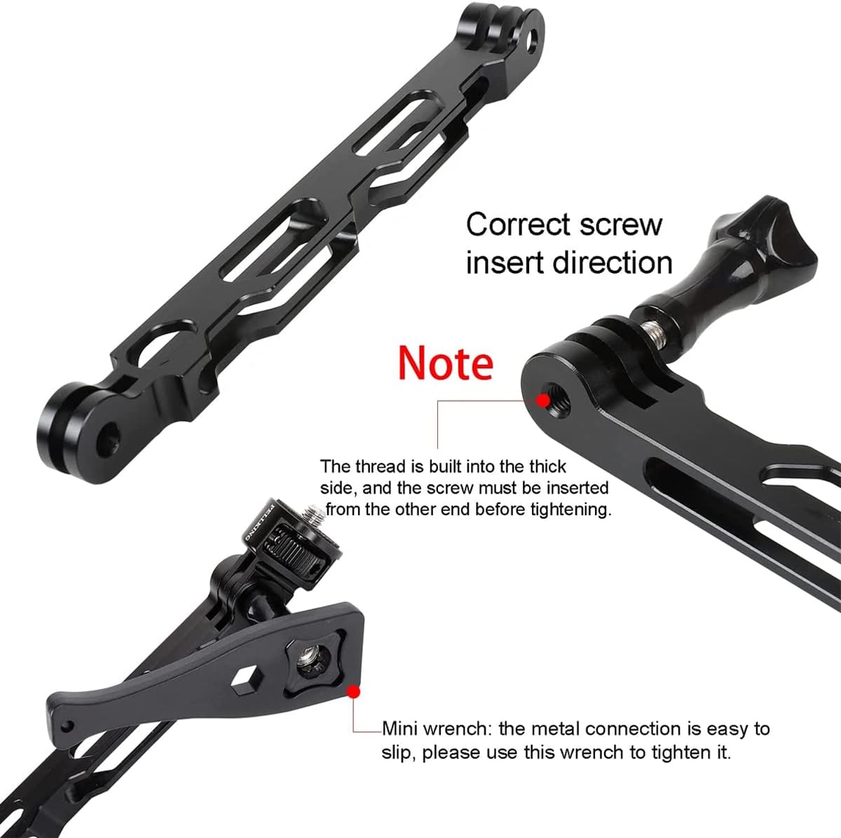 PellKing (12 Pcs) Aluminum Alloy Extension Arm Helmet Mount Kit for for Insta360 One X5/X4/X3,X2,X,Metal Adapter Helmet Sticker Extension Arm Mount with Metal 1/4''Adapter,GoPro Hero 10/9,and More - Image 4