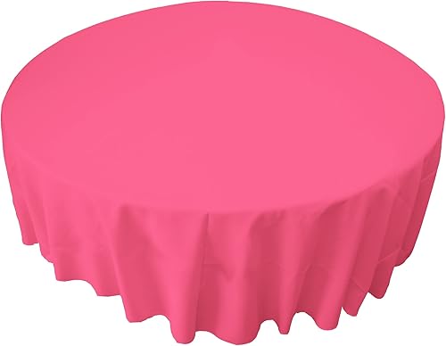 Miniatura 4 de LA Linen Mantel redondo lavable de popelín de poliéster, resistente a las manchas y a las arrugas, 58 pulgadas, mantel de tela para comedor, cocina,