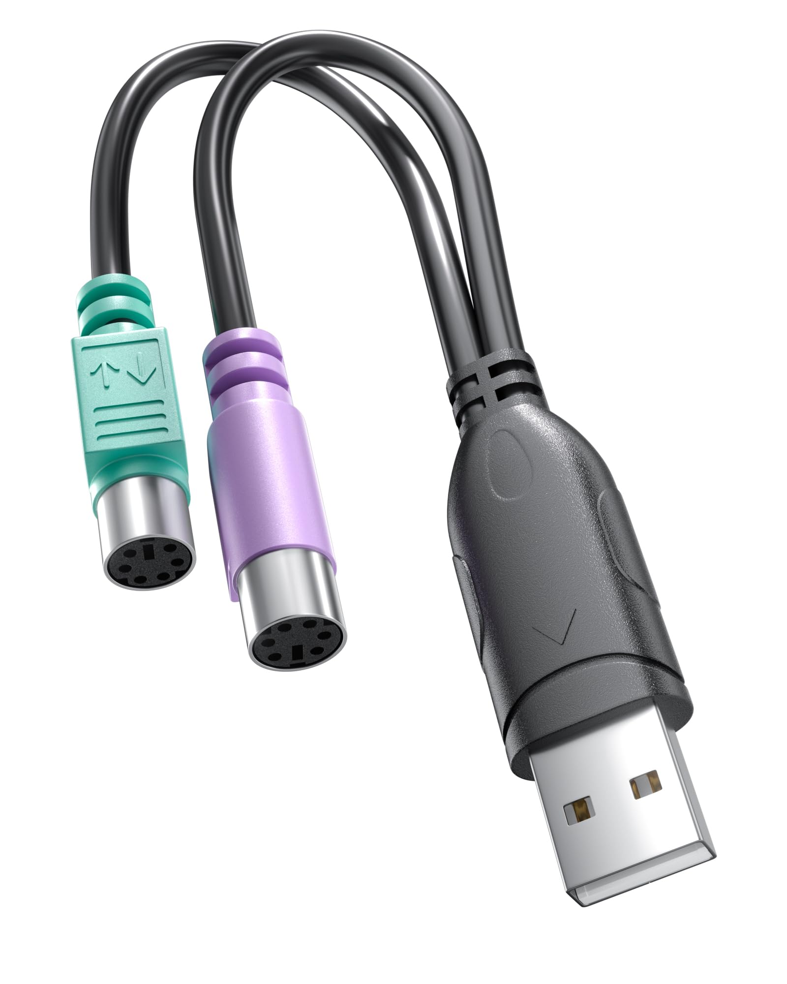 PS2 to USB Adapter, USB Male to Dual PS/2(Mini-DIN 6-pin) Female Cable for Keyboard and Mouse, Passive USB to PS2 Adapter for PC Laptop-image-24
