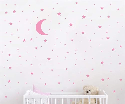 Vinilo adhesivo de pared con diseño de luna y estrellas para niños y niñas, decoración de habitación de bebé, decoración de pared para el hogar,