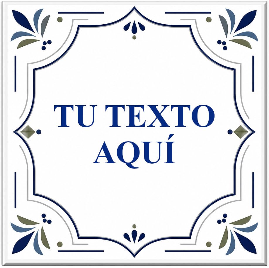 Azulejo de Cerámica Personalizado, 15 x 15 cm, 4 Modelos Disponibles, Estilo Decorativo con Texto