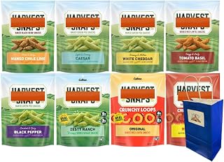 Big Top Deals USA 8-Pack Veggie Chips Custom Bundle - White Cheddar, Zesty Ranch, Tomato Basil, Mango Chili Lime, Black Pepper, Original, Hot & Spicy, Caesar – Harvest Snaps - 5.25x3.2x8 Blue Bag