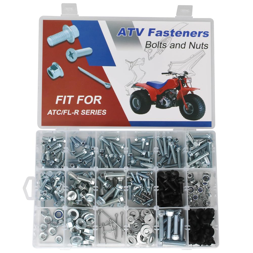 330PCS Fastens Bodywork Plastics Bolts Kit Fit for FL400R FL350R FL250R ATC90 ATC70 ATC350 ATC250 ATC200 ATC185 ATC125 ATC110 ATV Fasteners Engine Body Frame Bolts Kit