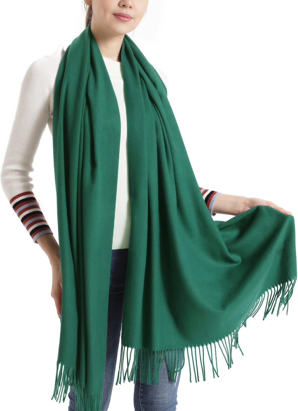 Blanket Scarf Shawl, vimate Plain Color Jasper Atrovirens Cashmere Pashmina Wraps and Shawls for Women