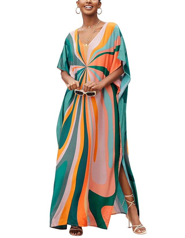 Womens Plus Size Beach Lounge Kaftan Maxi Dress Swimsuit Coverup for Women