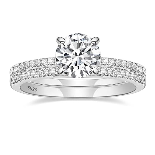 EAMTI Sterling Silver Bridal Ring Set