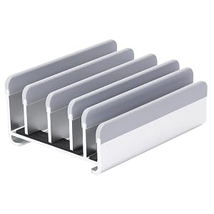 Elestoria 5- Slot Vertical Laptop Stand - Aluminum Laptop Stand Vertical for Desk - Adjustable Width 12-38mm Fits