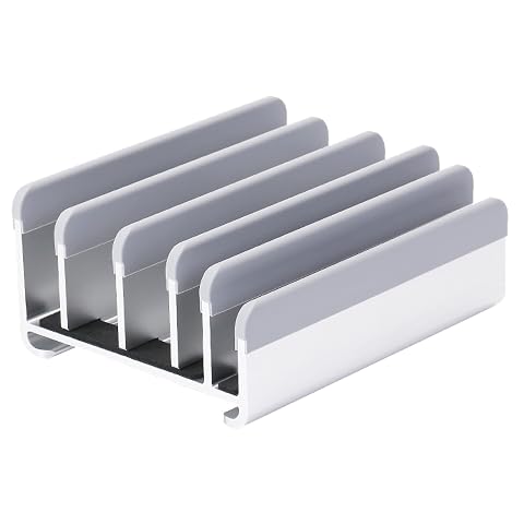 Elestoria 5- Slot Vertical Laptop Stand - Aluminum Laptop Stand Vertical for Desk - Adjustable Width 12-38mm Fits