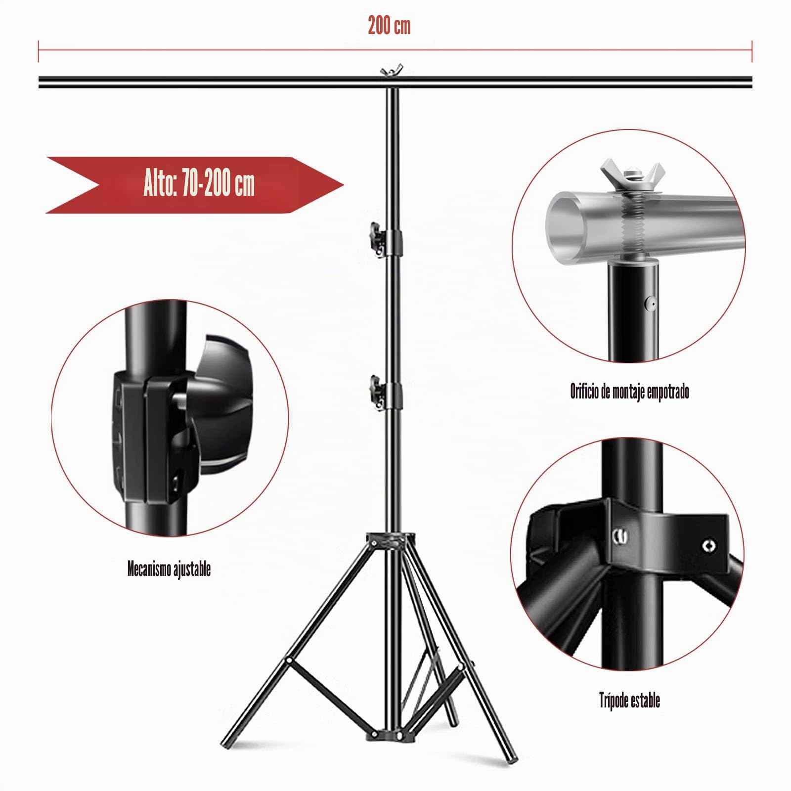 Fondo Verde de Algodón para Estudio Fotográfico - 3m x 2m con Soporte Ajustable y 5 Pinzas - Bolsa de Transporte