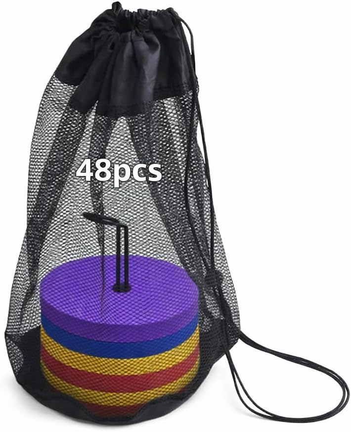 Japard Flat Cones, 48 Pcs 6 Inch Spot Markers, Flat Soccer Cones for Training, Field Court Markers, Soccer Disc, Practice Cones, Training Equipment, Agility Practice, Football