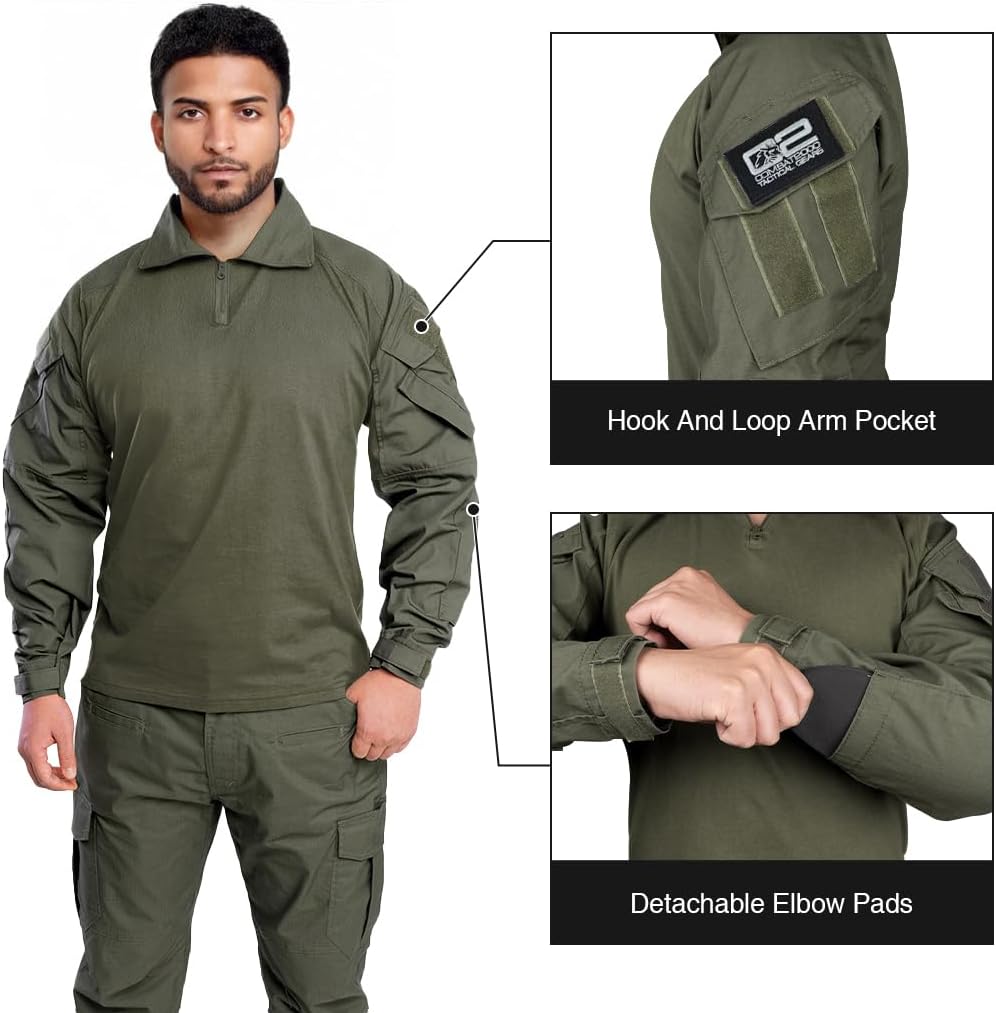 IDOGEAR SPORTS G3 Combat Shirts Men’s Tactical Shirt with Elbow Pads 1/4 Zipper Collar Long Sleeves Top Military Clothing - Image 6