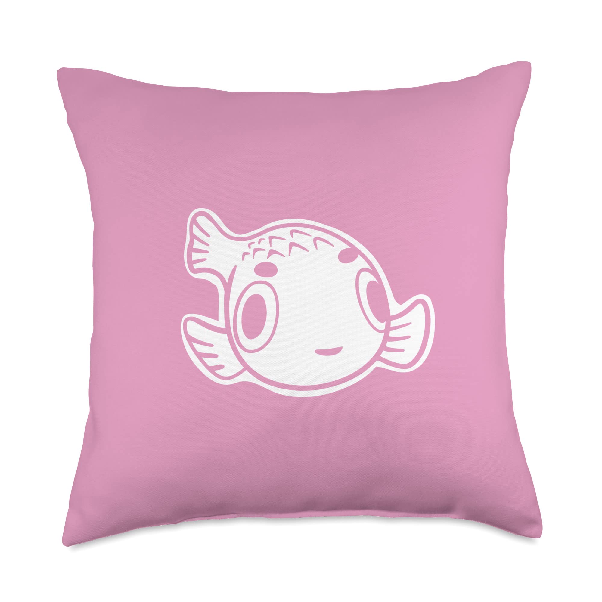 Minimal Puffer fish. Stylized art for bubblefish fans Throw Pillow