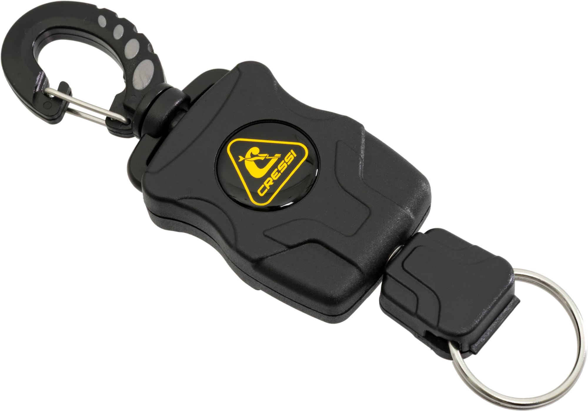 Cressi Mini Rectractable Lanyard - Mini ring with clip fastening and retractable cord, for diving and BCD, Black, One Size, Unisex