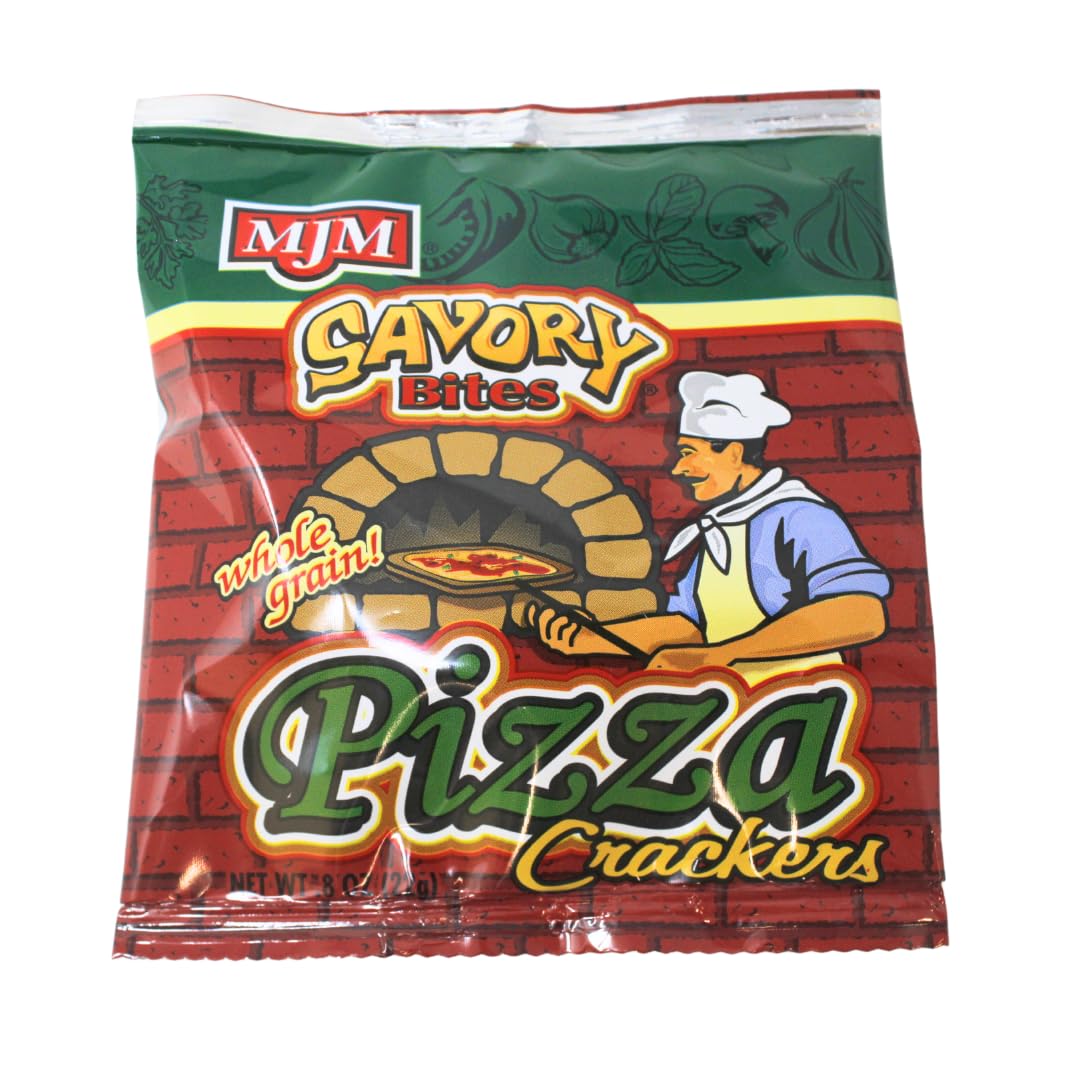 MJM Savory Bites Whole Grain Pizza Cracker - Case of 25 Packs | Wholesome and Flavorful Snack | Perfect for Any Occasion | Healthy and Satisfying