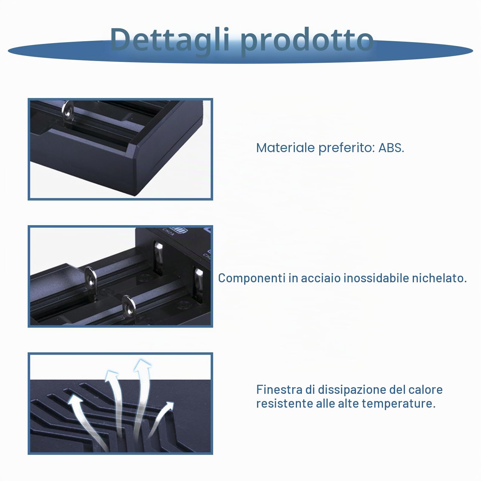 Caricabatterie universale 18650, a 4 scomparti, con indicatore LED, caricatore universale per batterie USB veloce per batterie agli ioni di litio 18650 18350 21700 16340 26650 AA AAA C 3,7 V