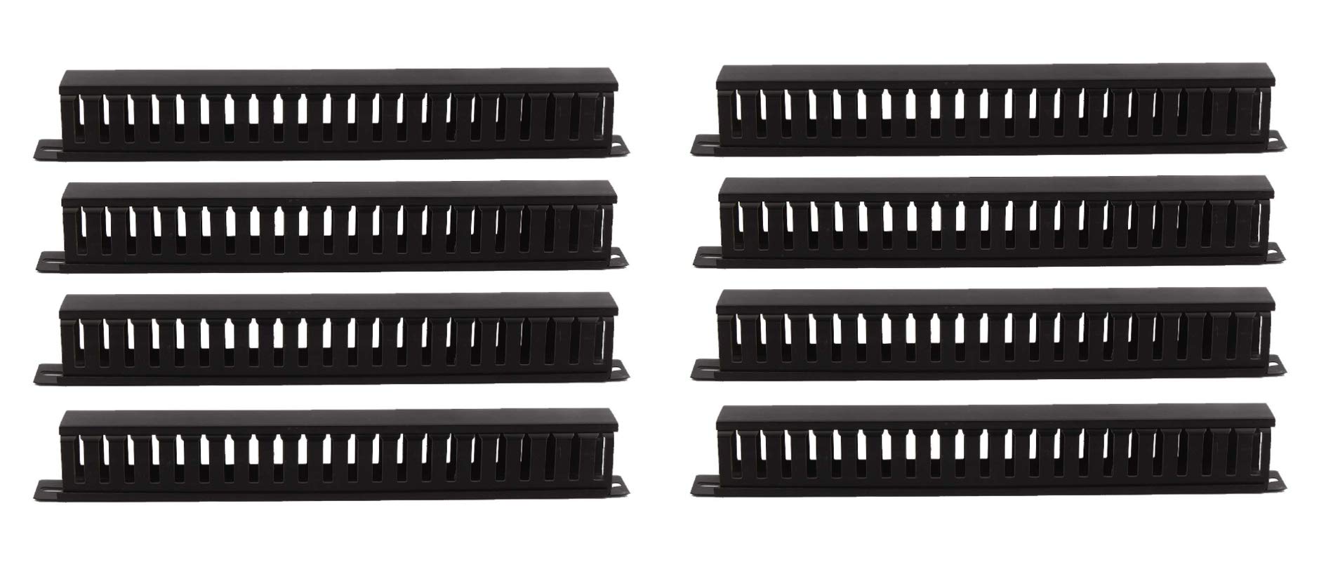 1U 22 Slot Rack Mount Horizontal Cable Manager Duct Raceway for 19" Server Rack (Pack of 8)