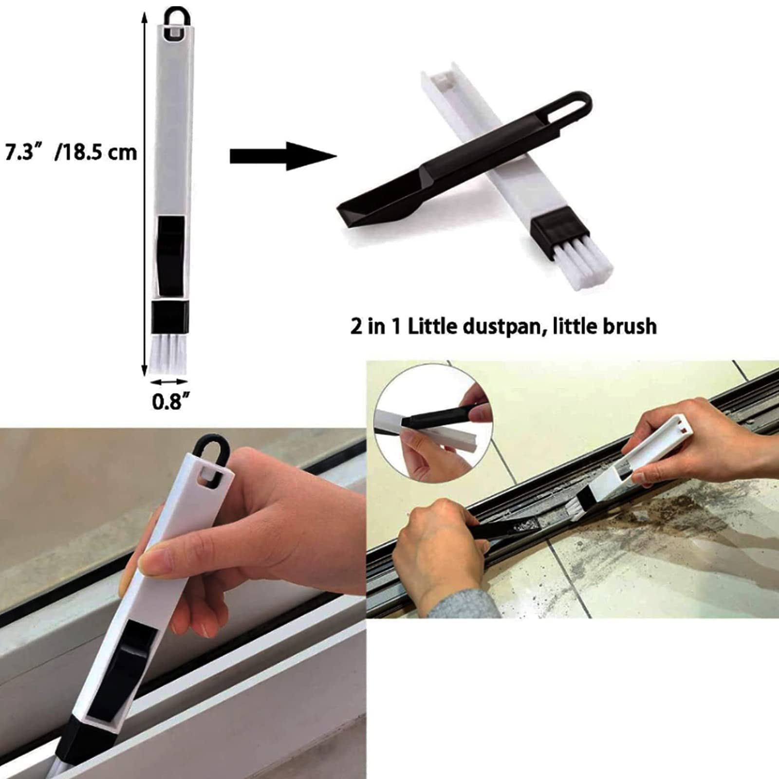 Set Pulizia Scanalature - 3 Spazzole E 6 Tamponi Per Finestre E Angoli