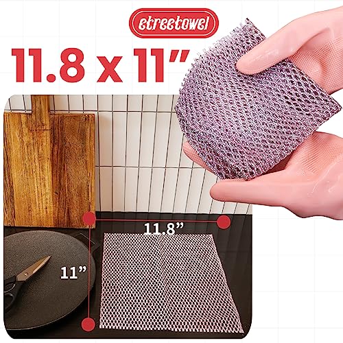 Image of Long Duty Dish Scrubber (8PCs) Non Scratch Scourer Cloth Pads and Pot Scrubbers Netted Wash - Replace Kitchen Sponges for Dishwashing No Odor dishwash Durable Pan Cleaner