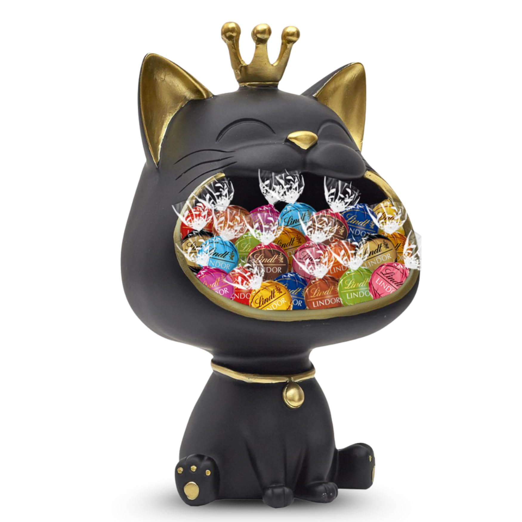 Ourson Gourmand | Vide Poche Noir Garni D'un Assortiment De 20 Chocolats Milka, Kinder Et Célébrations | Coffret Original à Offrir