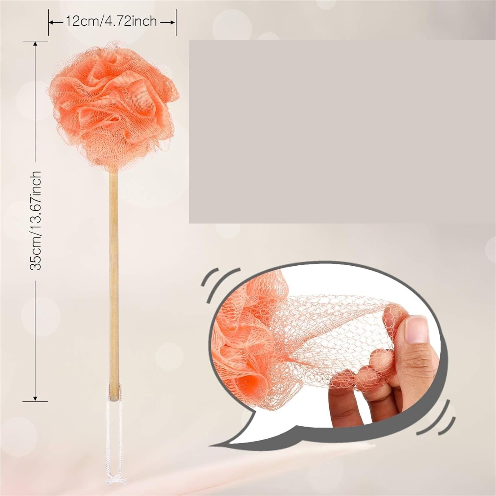 Confezione da 4 scrubber for la schiena in luffa con manico lungo spugna bagno esfoliante in legno for doccia - Blu, Arancione, Giallo, Verde Per Bagno
