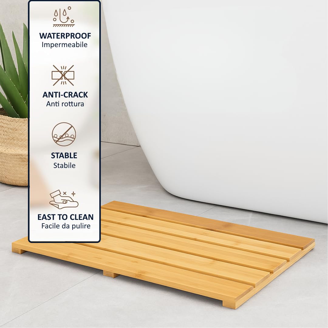 Plataforma de ducha de madera 60 x 40 cm Alfombrilla antideslizante para plato de ducha bañera piscina de interior y exterior resistente a la humedad antimoho