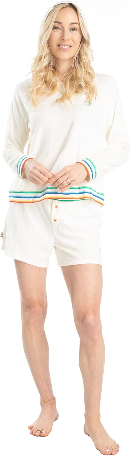 Ocean Pacific Sunset Chasers Women's Pajama Set - Pullover Hoodie and Sleep Shorts, Soft 2 Piece Loungewear