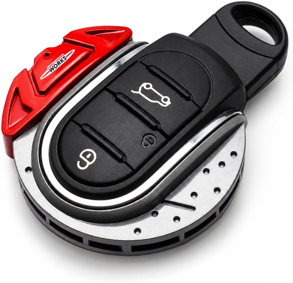 Brake Disk Shape Key Fob Shell Cover For Mini Cooper F55 F56 F57 F54 F60 Countryman Clubman(Silver Red)