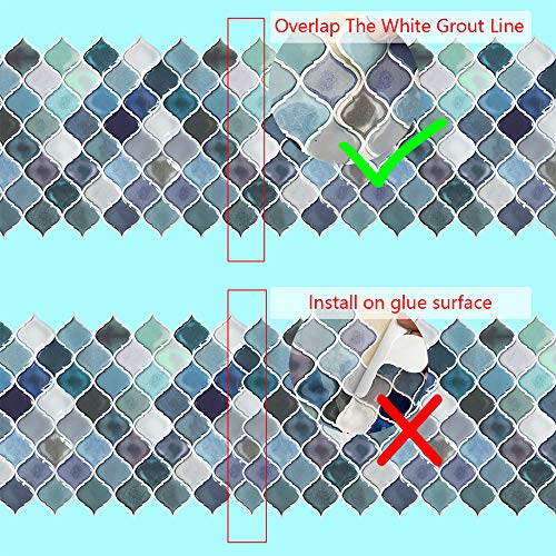 Teal Arabesque Peel and Stick Tile for Kitchen Backsplash,Decorative