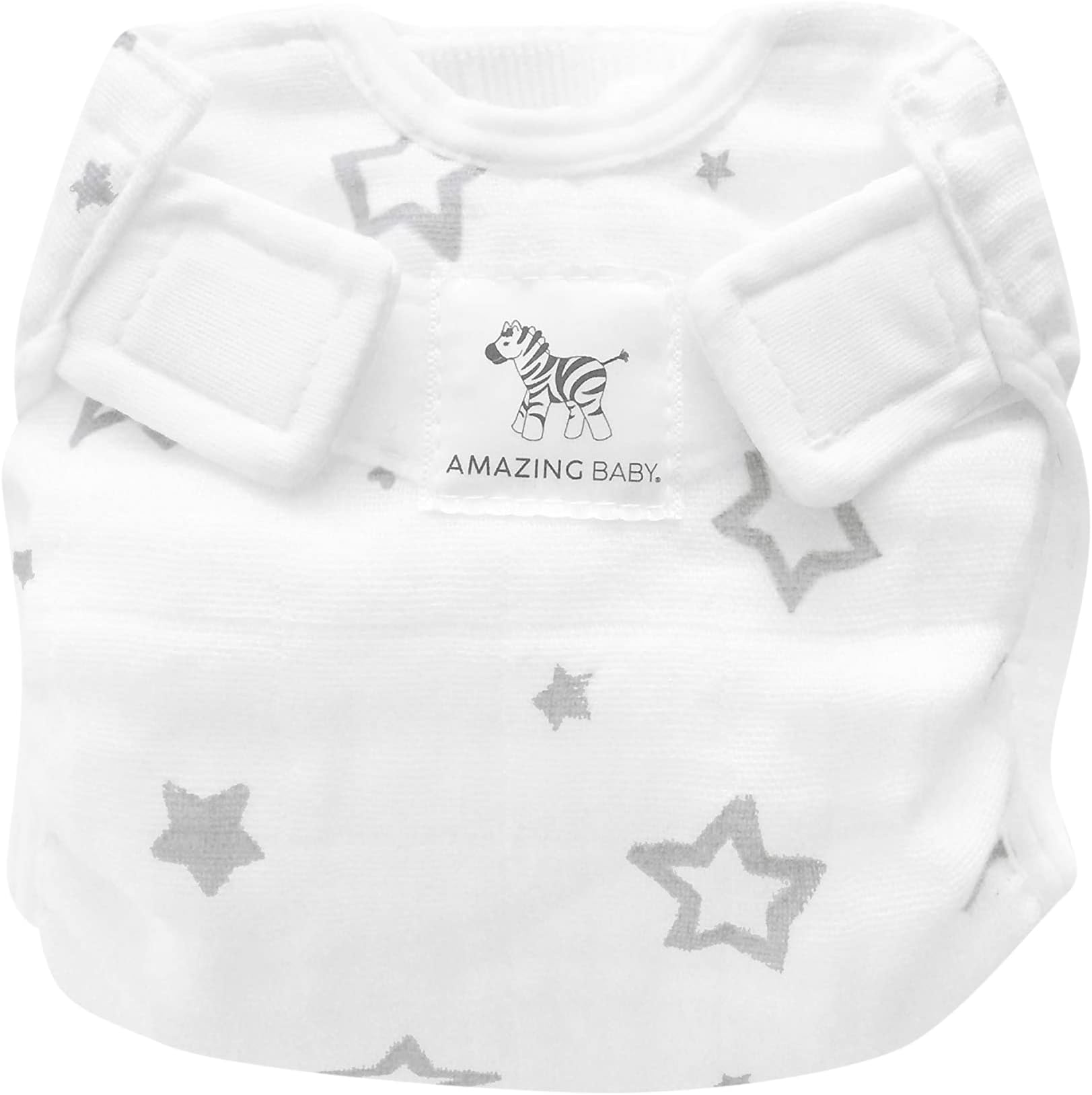 Amazing Baby Cotton Muslin Smartnappy, NextGen Hybrid Cloth Diaper Cover + 1 Bi-Fold Reusable Insert + 1 Reusable Booster, Stargazer, Gray, Size 1, 5-10 lbs