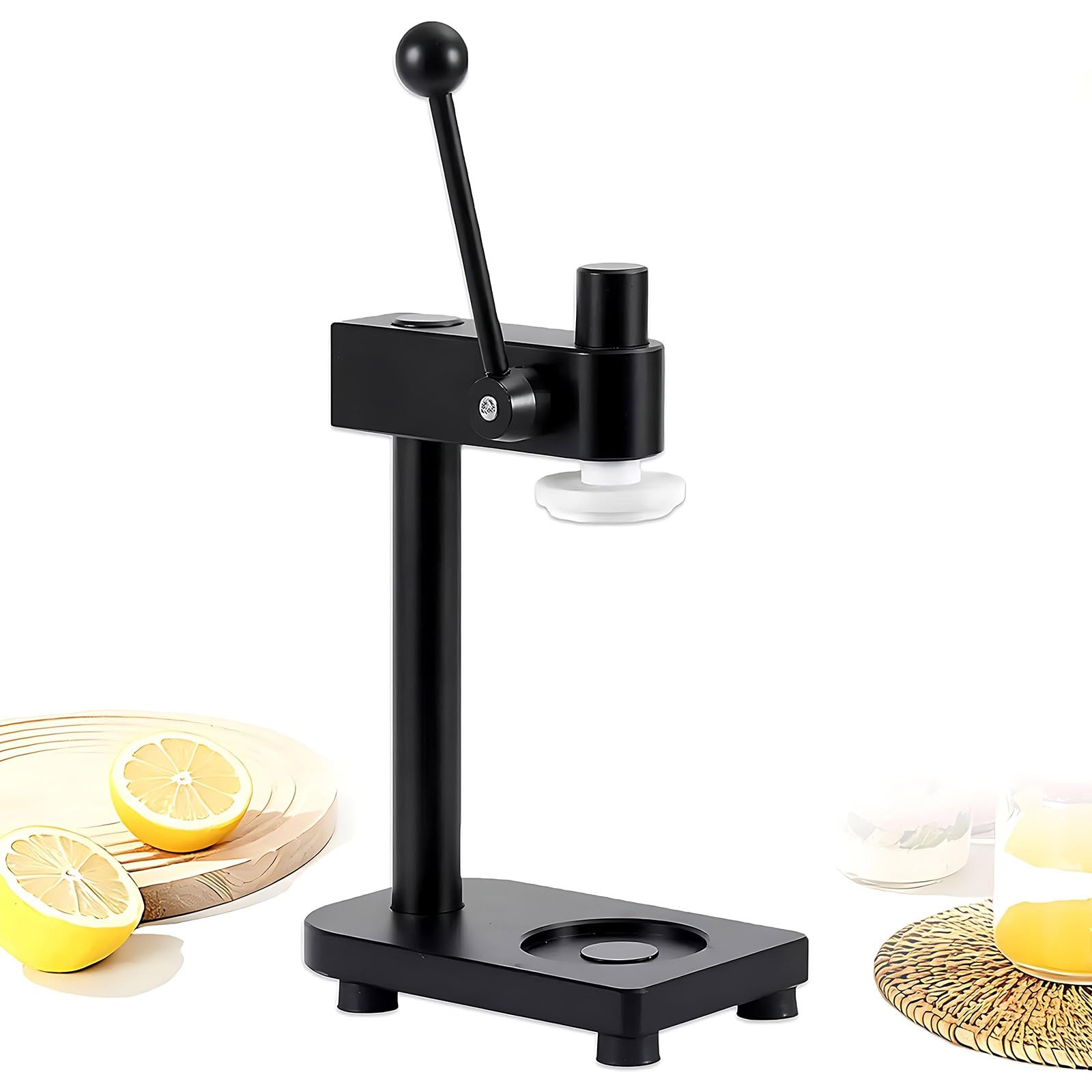 YXZYFPP Aviation Aluminum Manual Can Sealer Machine, Adjustable Height for 250ml-700ml PET Bottles, Professional 51mm Tin Seamer with100x 500ml PET Jars (Matte Black)