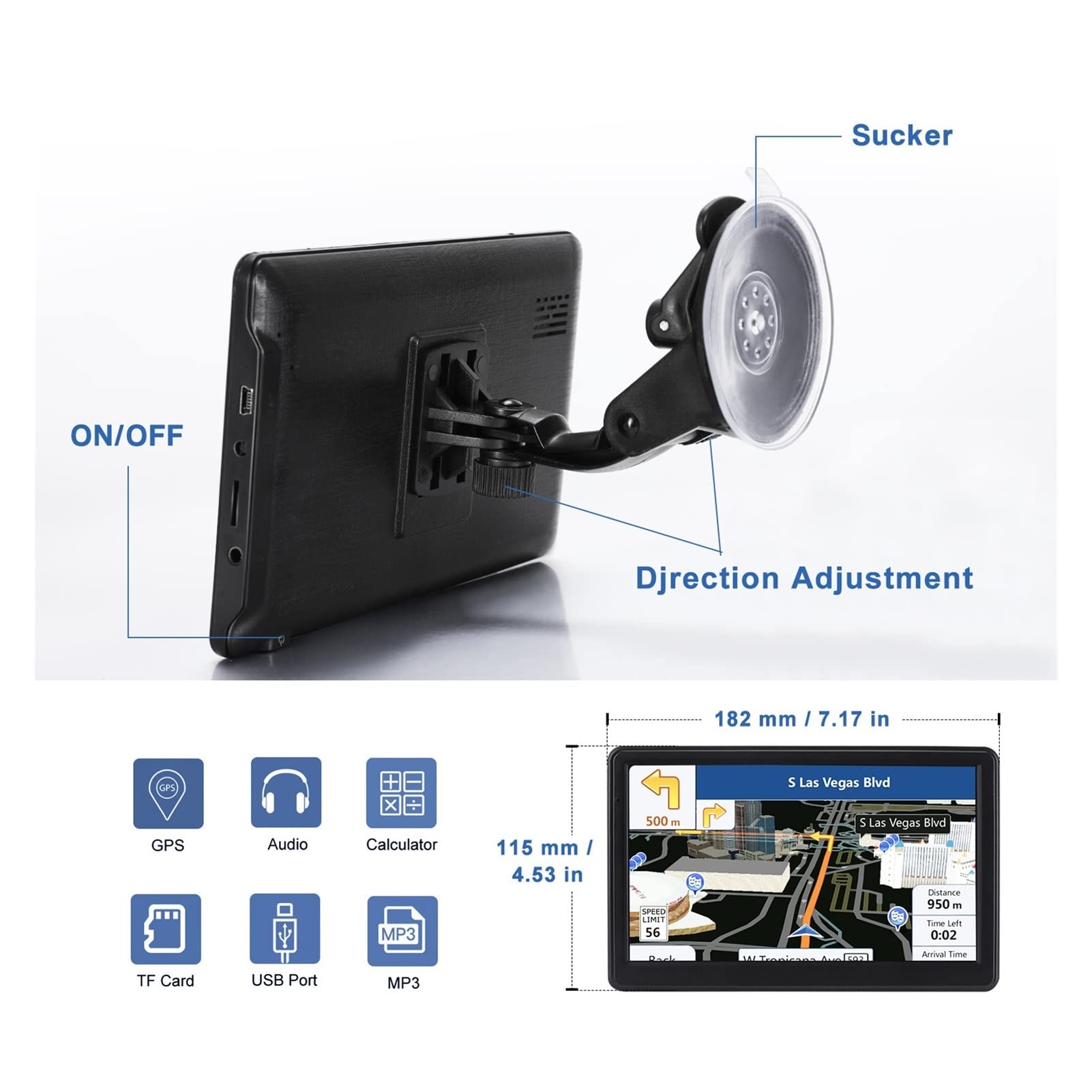 Navigazione GPS per camion, camper, auto 7 '' auto camion GPS Navigazione 735 25. 6 MB + 8 GB HD Touch Screen Auto Navigator Facile da usare (Size : BT)