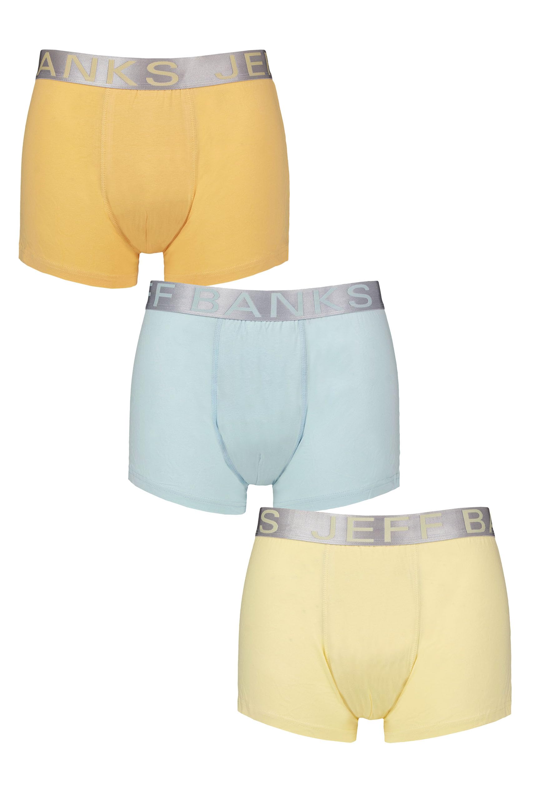 Jeff Banks Men's Pastel Orange ' Cotton Trunks - Plain Pastel Colours, Mid-Rise, Label-Less, Silver Waistband, 3 Pack, Sizes S,M,L,Xl M