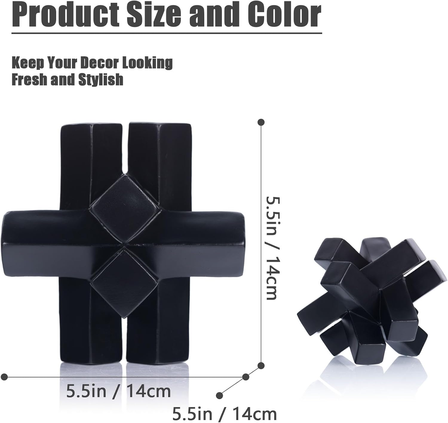 XMGZQ Black Knot Statue for Coffee Table Decor,Modern Minimalist Geometric Knot Sculpture and Figurines,Abstract Art Line Decorative Ornaments Knick Knacks for Shelves,Bookcase,Console,Tabletop,Entry