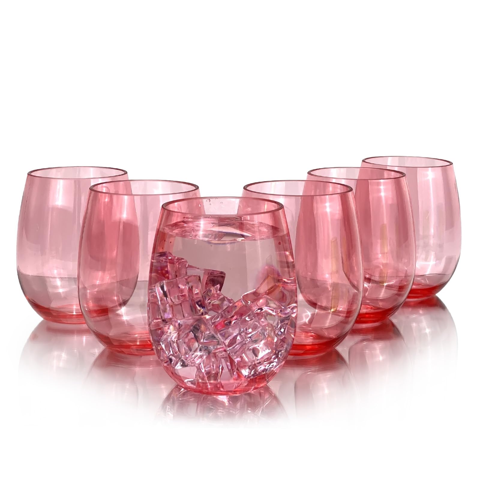 yongzhenlite Set of 6 Acrylic Wine Glasses,Plastic Glasses Cup,20 Ounce Drinking Tumbler for Indoor Outdoor Party Use,BPA Free,Dishwasher Safe (Red)