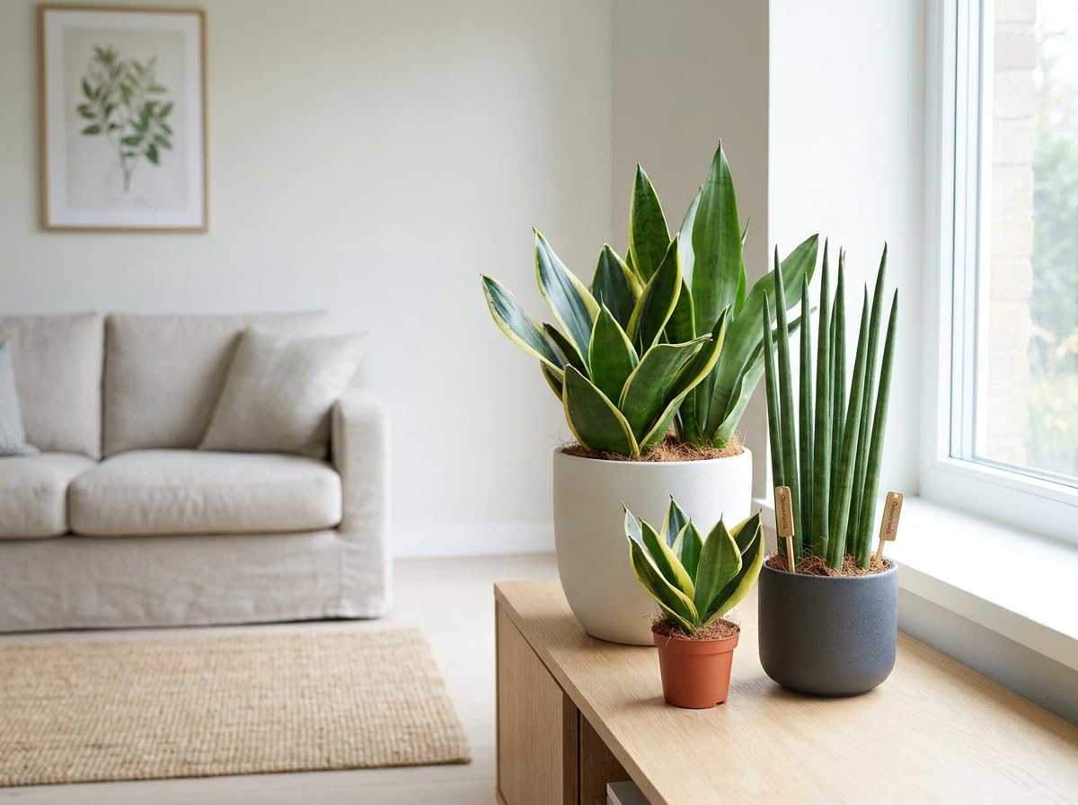 IFLO® Bogenhanf Sansevieria Laurentii 2er-Set – 50-65 cm, luftreinigende, pflegeleichte Zimmerpflanzen im Topf 17-19 cm