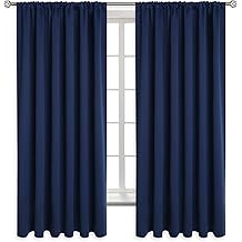 BGment Extra Wide Blackout Curtains for Bedroom - Thermal Insulated Drapes with Rod Pocket Room Darkening Privacy Protection for Living Room Window, 70 x 63 Inch, 2 Panels, Navy Blue