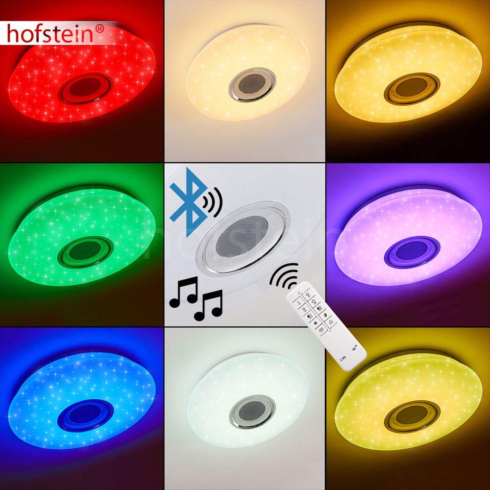 Plafoniera a LED Hemlo con cambia colori RGB e altoparlante Bluetooth