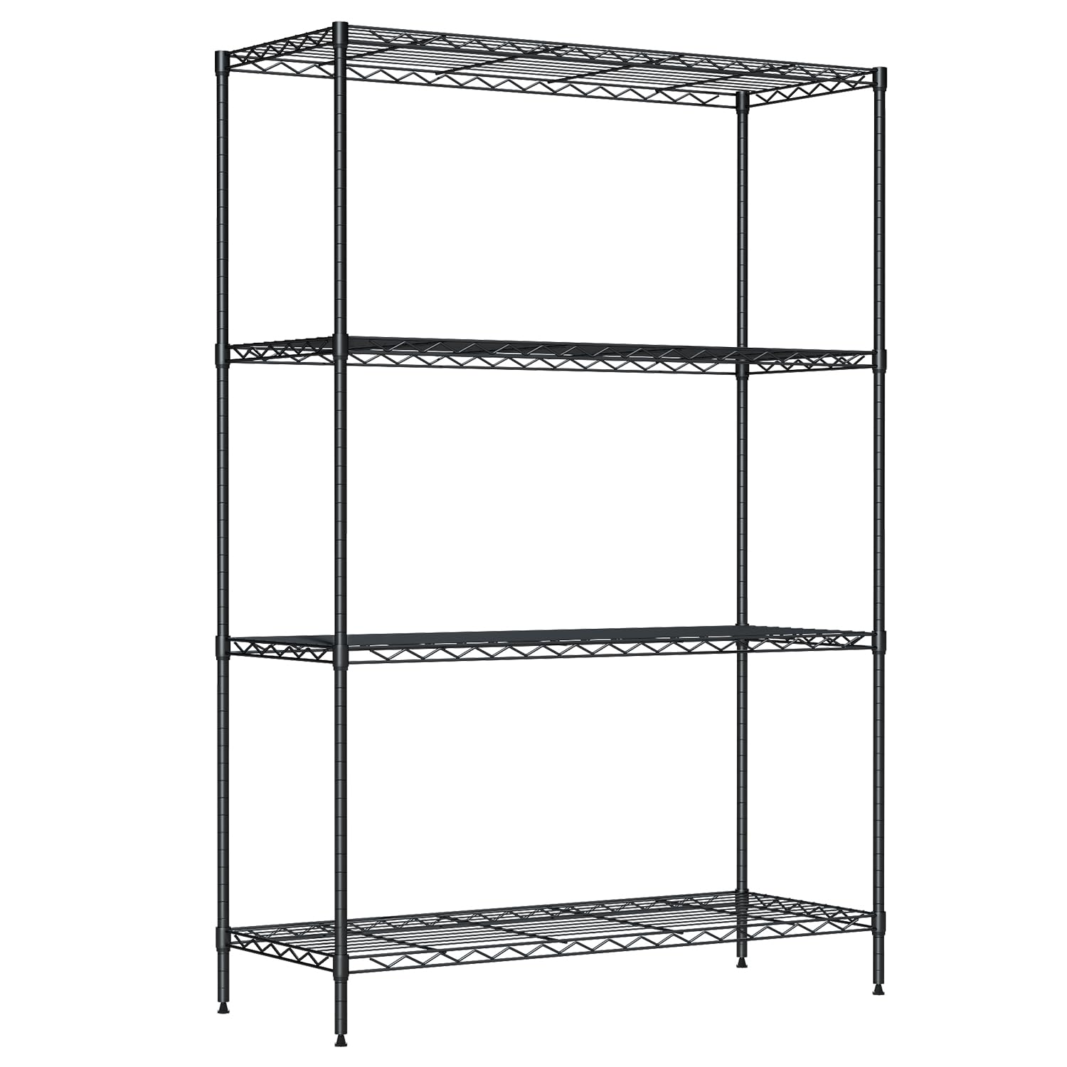 4-lagige Aufbewahrungsregale 35,4" L x 13,3" W x 53" H Metall Garage Regale Stehend Lagerregal Einstellbare Schicht Regale Mit Stahlrahmen Geeignet für Küche, Garage oder Gewerbliche Nutzung (Schwarz)