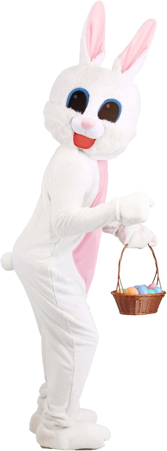 Adult White Bunny Easter Costume | Rabbit Mascot Outfit for Men and Women | Jumpsuit with Mask for Themed Events - Image 4