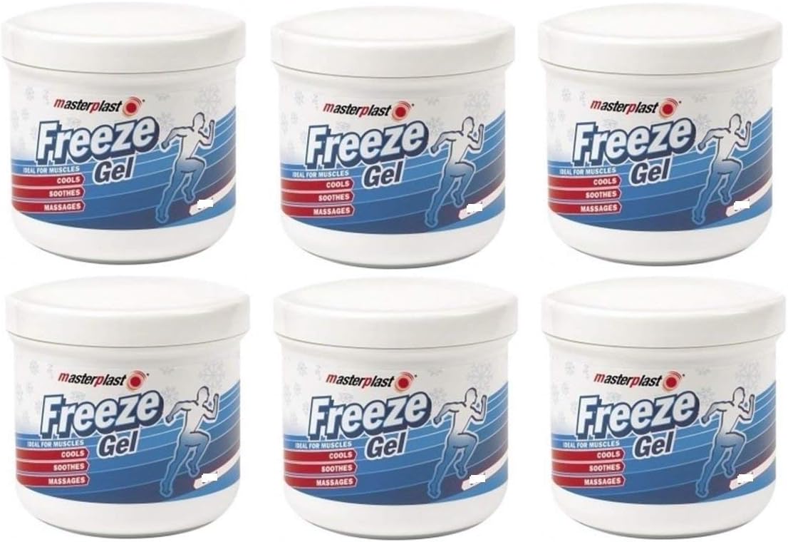 Masterplast 6 x Freeze Gel 200ml Tubs - Body Lube - Lubricant - Adults - Active Individuals, Sensitive Skin Users - Unisex