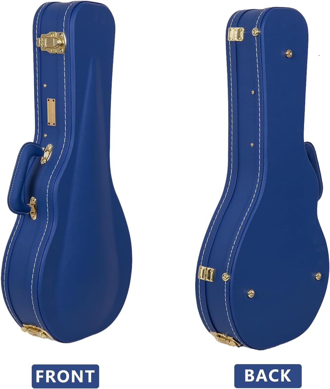 Crossrock Wooden F-Style Mandolin Case | Vibrant Blue Faux Leather, Stainless Steel, Latches, Storage Compartment – Designer Series (CRW520MFVB)