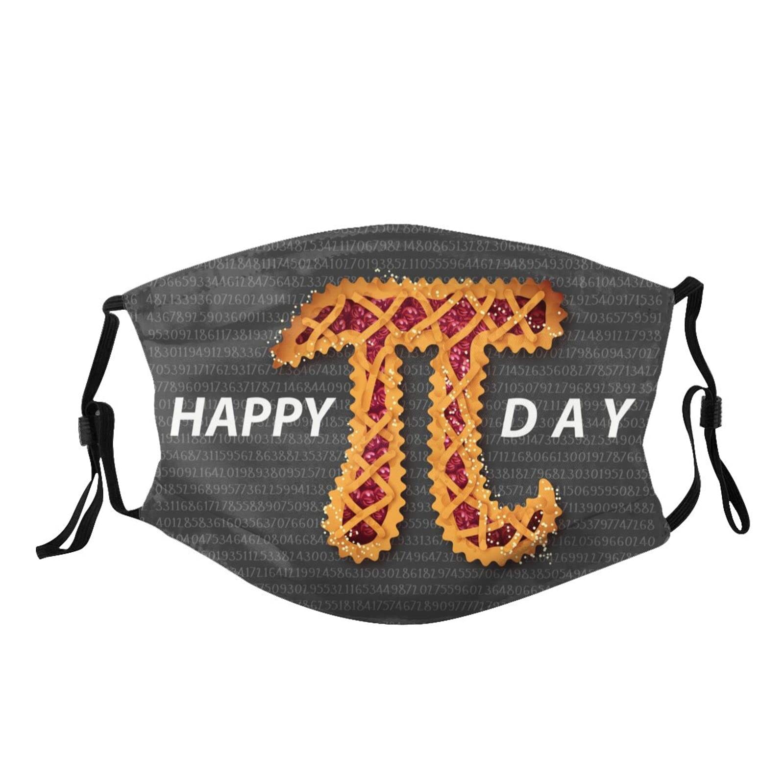 ANGERIAFunny Mathematical Happy Pi Day Mask Adult Face Mouth Covering Reusable Adjustable Scarf For Men Women, Black