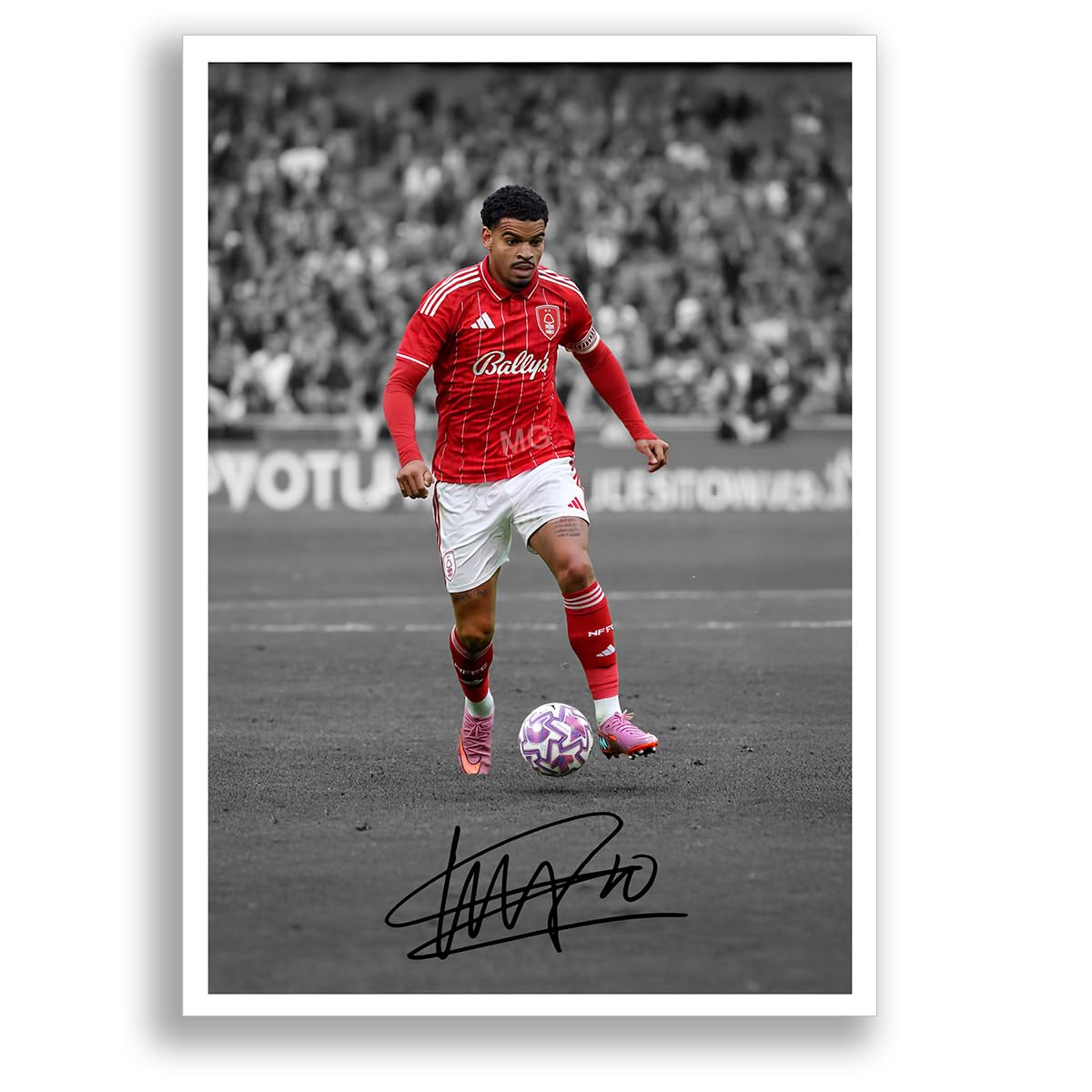 Morgan Gibbs-White Nottingham Forest Signed Photo Poster Print Picture Display Framed Autograph Memorabilia for Football Fans Gift England (A3 Poster Only B+W)