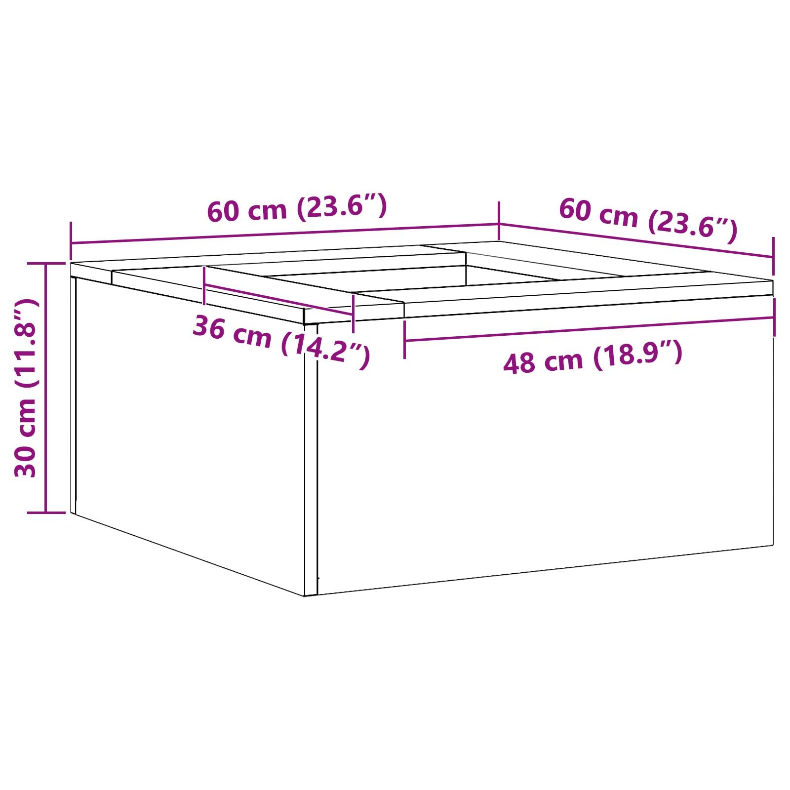 vidaXL Kominek Czarny 60 x 60 x 30 cm Stal, Otwarty piec ogrodowy, prostokątny i przenośny, trwałe rozwiązanie do grilla, stylowe na patio