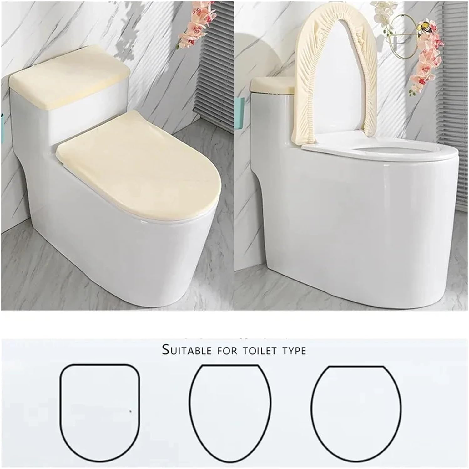 Toilet Tank Cover Home Hotel Comfort Soft Velvet Toilet Lid Cover + Tank 4 Piece Set Thickened Washable Universal Cushion(Dark Grey)