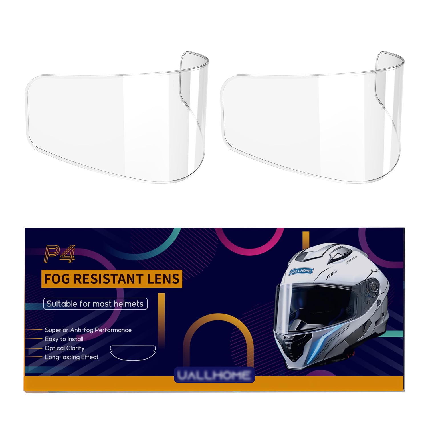 - 2 pack Universal Motorcycle Full Face Helmet Shield Fog Resistant Lens, Clear Visor Insert Anti-Fog Film Waterproof Sticker