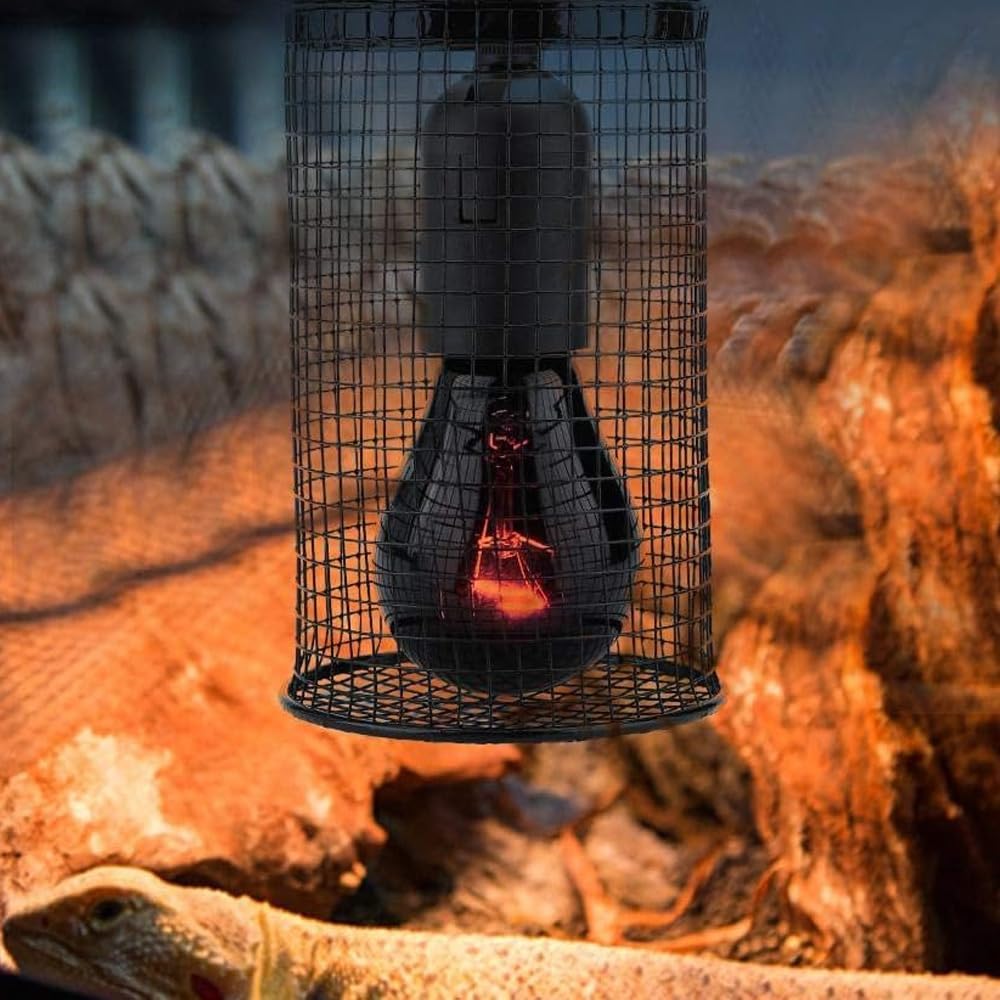 11.5×15×9.5cm Lamp Guard Heating Lamp Shade Anti-Scald Lamp Cover Amphibians Bulb Lamp Enclosure Cage Protector for Reptiles Amphibian Poultry