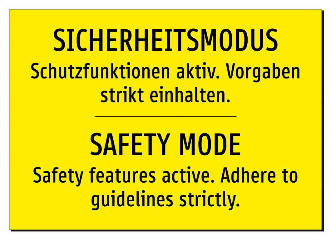 51593-DEEN-T-06 | SICHERHEITSMODUS Schild/SAFETY MODE | Deutsch
